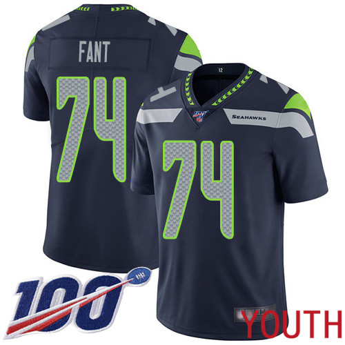 Seattle Seahawks Limited Navy Blue Youth George Fant Home Jersey NFL Football #74 100th Season Vapor Untouchable